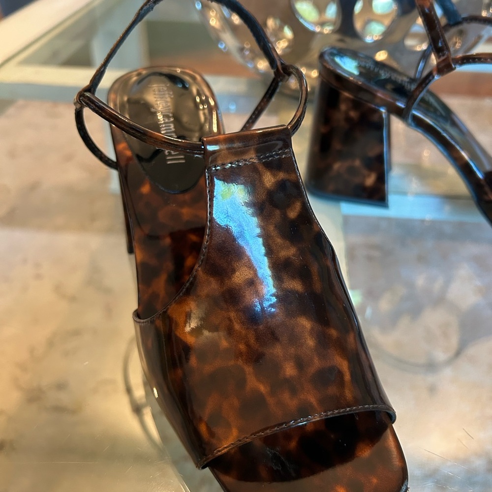 Jeffrey Campbell Mercedes Tortoise Leather Sandal~Size 6 - Picture 3 of 7